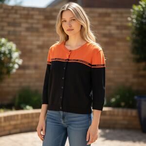 Vintage Harley Davidson Lightweight Knit Cardigan Sweater Small Biker Bikercore